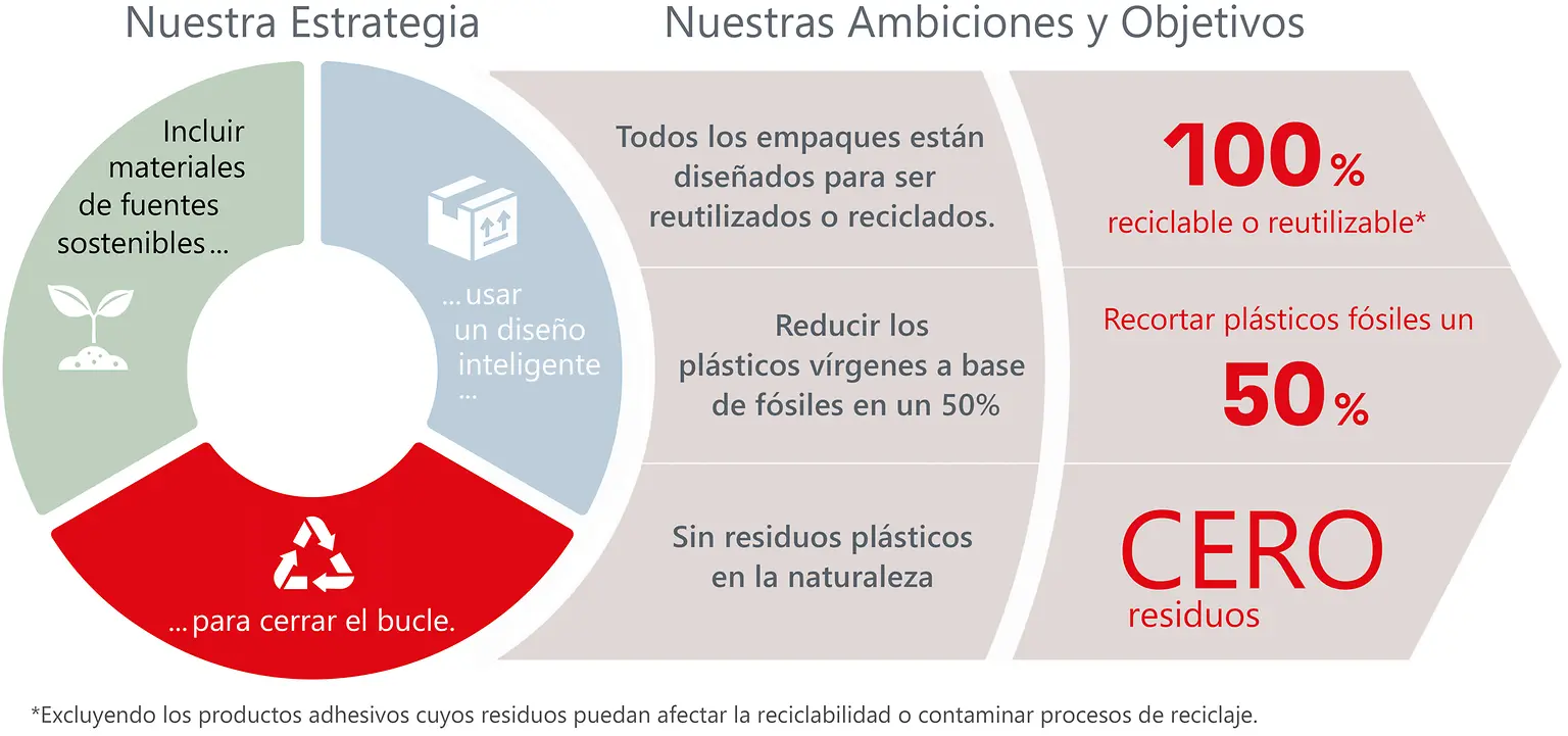 Visión general de la estrategia, ambiciones y objetivos sobre el tema del empaques